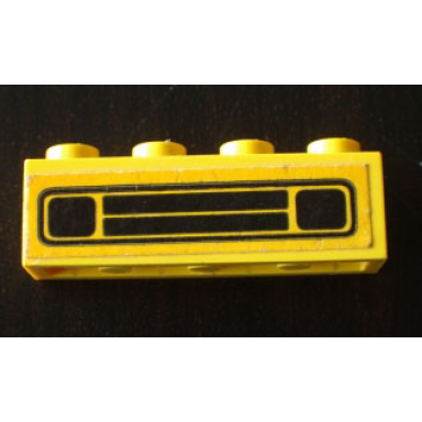 yellow brick 1 x 4 with car grille black pattern sticker - set 646-1