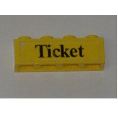 yellow brick 1 x 4 with black ticket pattern sticker - set 379-1