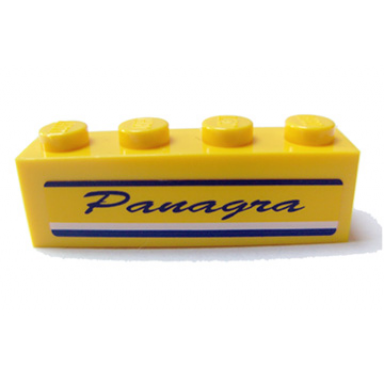 yellow brick 1 x 4 with dark blue panagra script and lines pattern on both sides stickers - set 7628