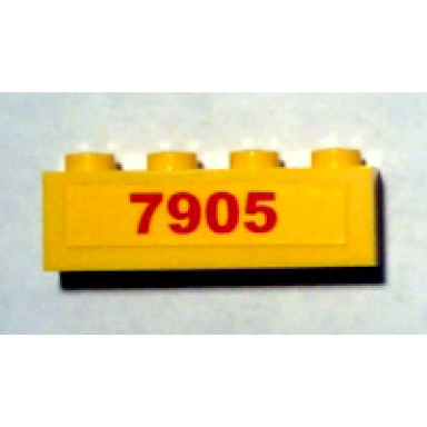yellow brick 1 x 4 with red 7905 pattern sticker - set 7905