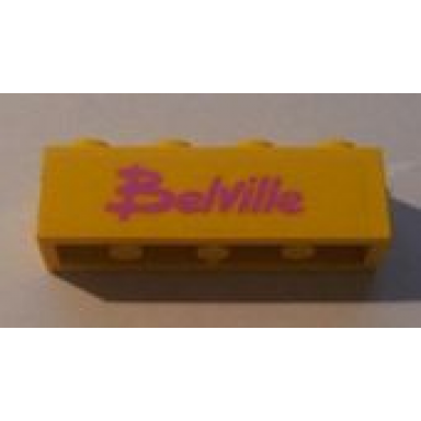 yellow brick 1 x 4 with dark pink belville pattern sticker - set 5848