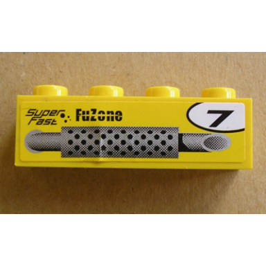 yellow brick 1 x 4 with silver exhaust pipe 7 in circle and fuzone super fast pattern model left side sticker - set 8154