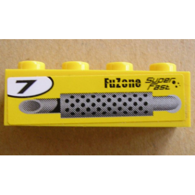 yellow brick 1 x 4 with silver exhaust pipe 7 in circle and fuzone super fast pattern model right side sticker - set 8154