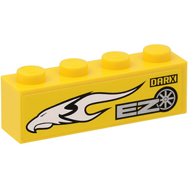 yellow brick 1 x 4 with white eagle head ez and darx pattern model left side sticker - set 8148