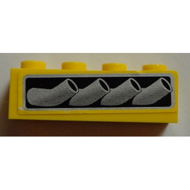 yellow brick 1 x 4 with vehicle exhaust pipes pattern model left side sticker - set 8166