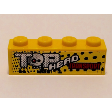 yellow brick 1 x 4 with top head transport pattern sticker - set 9093