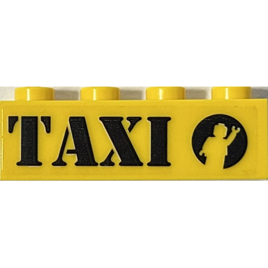 yellow brick 1 x 4 with black taxi and waving minifigure silhouette in circle pattern model left side sticker - set 76178