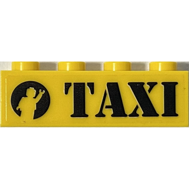 yellow brick 1 x 4 with black taxi and waving minifigure silhouette in circle pattern model right side sticker - set 76178