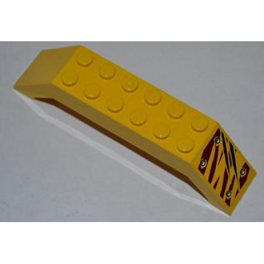 yellow slope 45 10 x 2 x 2 double with 4 rivets and 2 claw scratch marks on dark red tiger stripes pattern model front left side sticker - set 5885