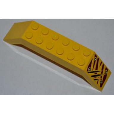 yellow slope 45 10 x 2 x 2 double with 4 rivets and 3 claw scratch marks on dark red tiger stripes pattern model front right side sticker - set 5885