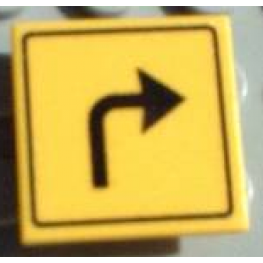 yellow road sign 2 x 2 square with clip with arrow right turn pattern