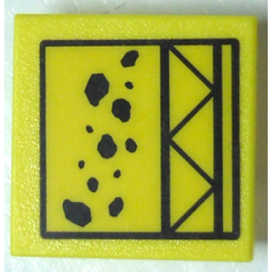 yellow road sign 2 x 2 square with clip with falling rocks and girder pattern sticker - set 7243