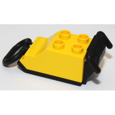 yellow duplo utensil dirt compactor with black base and handles
