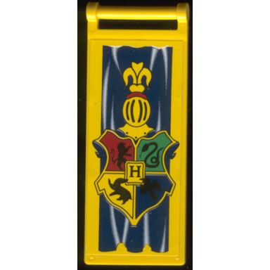 yellow flag 7 x 3 with bar handle with hp hogwarts crest pattern sticker - set 4733