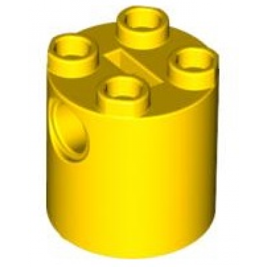 yellow brick round 2 x 2 x 2 robot body - with bottom axle holder x shape orientation