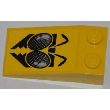 yellow slope 18 4 x 2 with insect head pattern sticker - set 8228