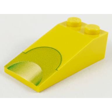 yellow slope 18 4 x 2 with lime semicircle pattern