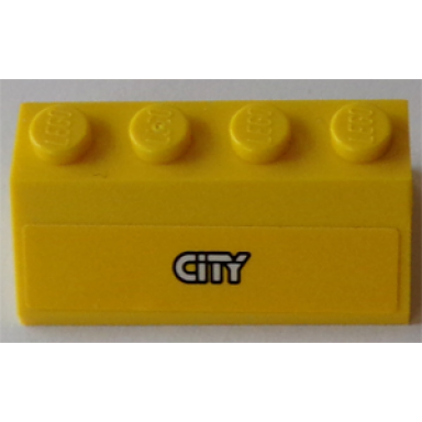 yellow slope 45 2 x 4 with white city logo on yellow background pattern sticker - set 60073