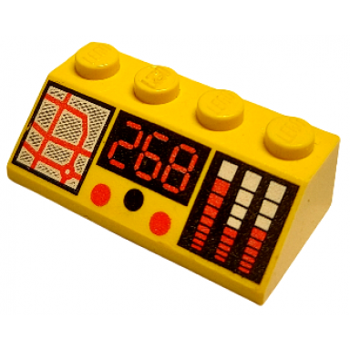 yellow slope 45 2 x 4 with red digital 268 on black background map with lines buttons and bar gauges pattern