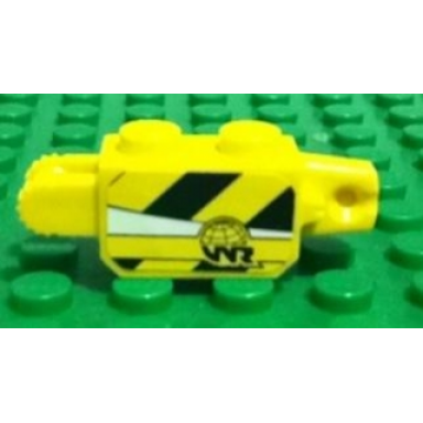 yellow hinge brick 1 x 2 locking with black and yellow danger stripes and wr logo pattern on both sides stickers - set 8899