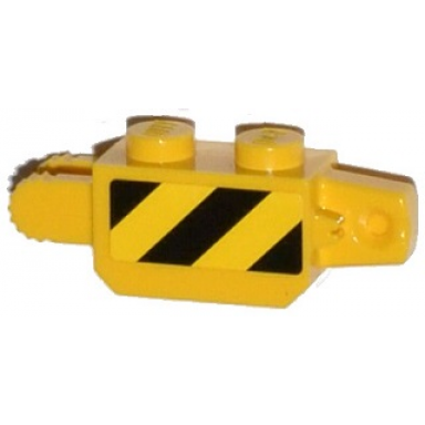 yellow hinge brick 1 x 2 locking with black and yellow thin danger stripes black corner top left pattern on both sides stickers - sets 60033 60035