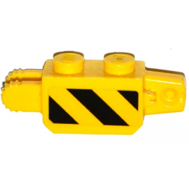 hinge brick 1 x 2 locking with black and yellow thin danger stripes black corner top right pattern on both sides stickers - set 60124