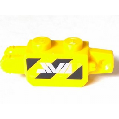 yellow hinge brick 1 x 2 locking with black danger stripes and ava on transparent background pattern on both sides stickers - set 70165