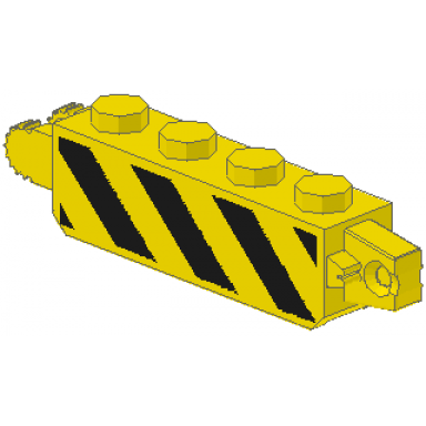 yellow hinge brick 1 x 4 locking with black and yellow danger stripes pattern on both sides