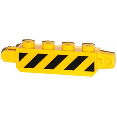 yellow hinge brick 1 x 4 locking with black danger stripes on transparent background pattern on both sides stickers - sets 60036 60124