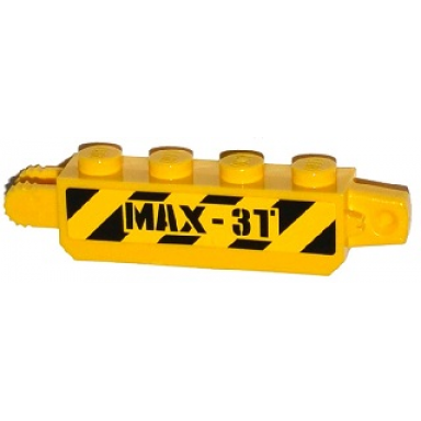 yellow hinge brick 1 x 4 locking with black and yellow danger stripes and max-3t pattern on both sides stickers - set 60035