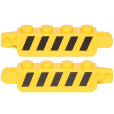 hinge brick 1 x 4 locking with black and yellow thin danger stripes 5 black stripes yellow corners pattern on both sides stickers - set 75172