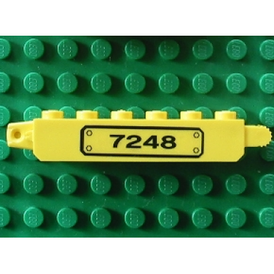 yellow hinge brick 1 x 6 locking with black 7248 on transparent background pattern model left side sticker - set 7248