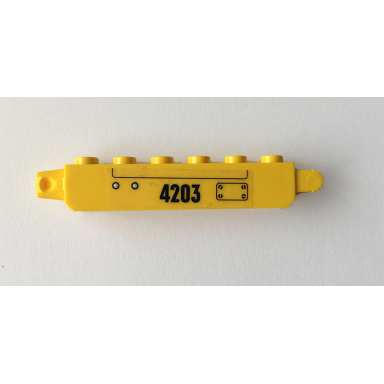 yellow hinge brick 1 x 6 locking with panel black 4203 and rivets pattern model left side sticker - set 4203