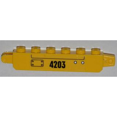 yellow hinge brick 1 x 6 locking with panel black 4203 and rivets pattern model right side sticker - set 4203