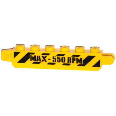 yellow hinge brick 1 x 6 locking with black danger stripes and max - 550 rpm pattern on both sides stickers - set 60036