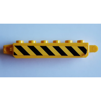 yellow hinge brick 1 x 6 locking with black and yellow danger stripes pattern model left side sticker - set 60185