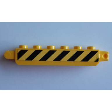 yellow hinge brick 1 x 6 locking with black and yellow danger stripes pattern model right side sticker - set 60185