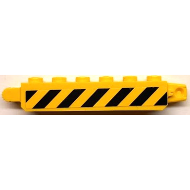 yellow hinge brick 1 x 6 locking with black and yellow danger stripes pattern model left side sticker - set 60124