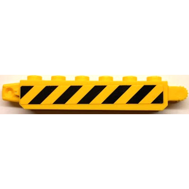 yellow hinge brick 1 x 6 locking with black and yellow danger stripes pattern model right side sticker - set 60124