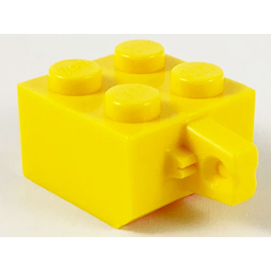 yellow hinge brick 2 x 2 locking with 1 finger vertical without axle hole
