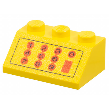 yellow slope 45 2 x 3 with red and black cash register pattern