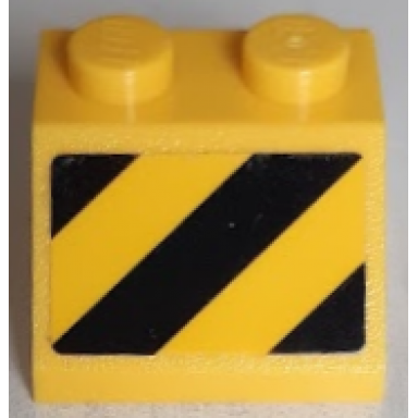 yellow slope 45 2 x 2 with black and yellow danger stripes pattern model left side sticker - set 60186