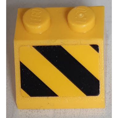 yellow slope 45 2 x 2 with black and yellow danger stripes pattern model right side sticker - set 60186