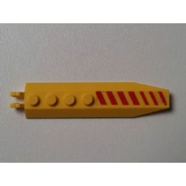 yellow hinge plate 1 x 8 with angled side extensions with red diagonal stripes pattern model right side sticker - set 7712