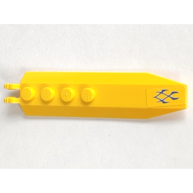 yellow hinge plate 1 x 8 with angled side extensions with blue markings pattern sticker - set 7962
