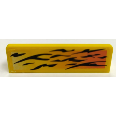 yellow panel 1 x 4 x 1 with black tiger stripes on white fading to orange background pattern model left side sticker - set 6519
