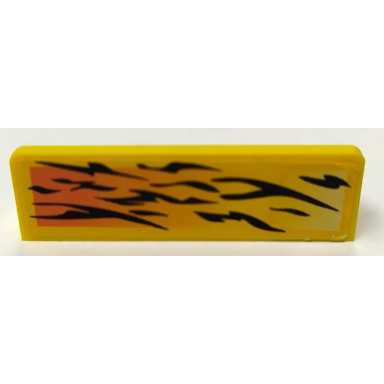 yellow panel 1 x 4 x 1 with black tiger stripes on white fading to orange background pattern model right side sticker - set 6519