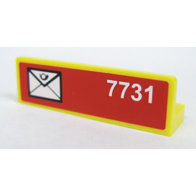 yellow panel 1 x 4 x 1 with white mail envelope and 7731 on red background pattern model right side sticker - set 7731