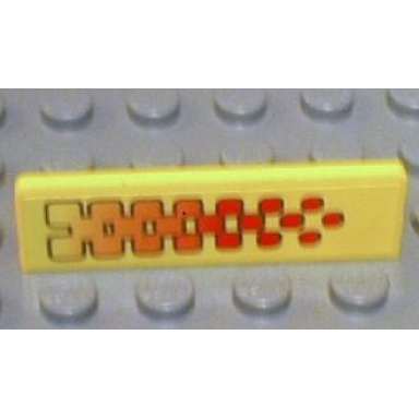 yellow panel 1 x 4 x 1 with orange and red checkered pattern model left side sticker - set 8670