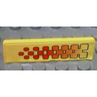 yellow panel 1 x 4 x 1 with orange and red checkered pattern model right side sticker - set 8670